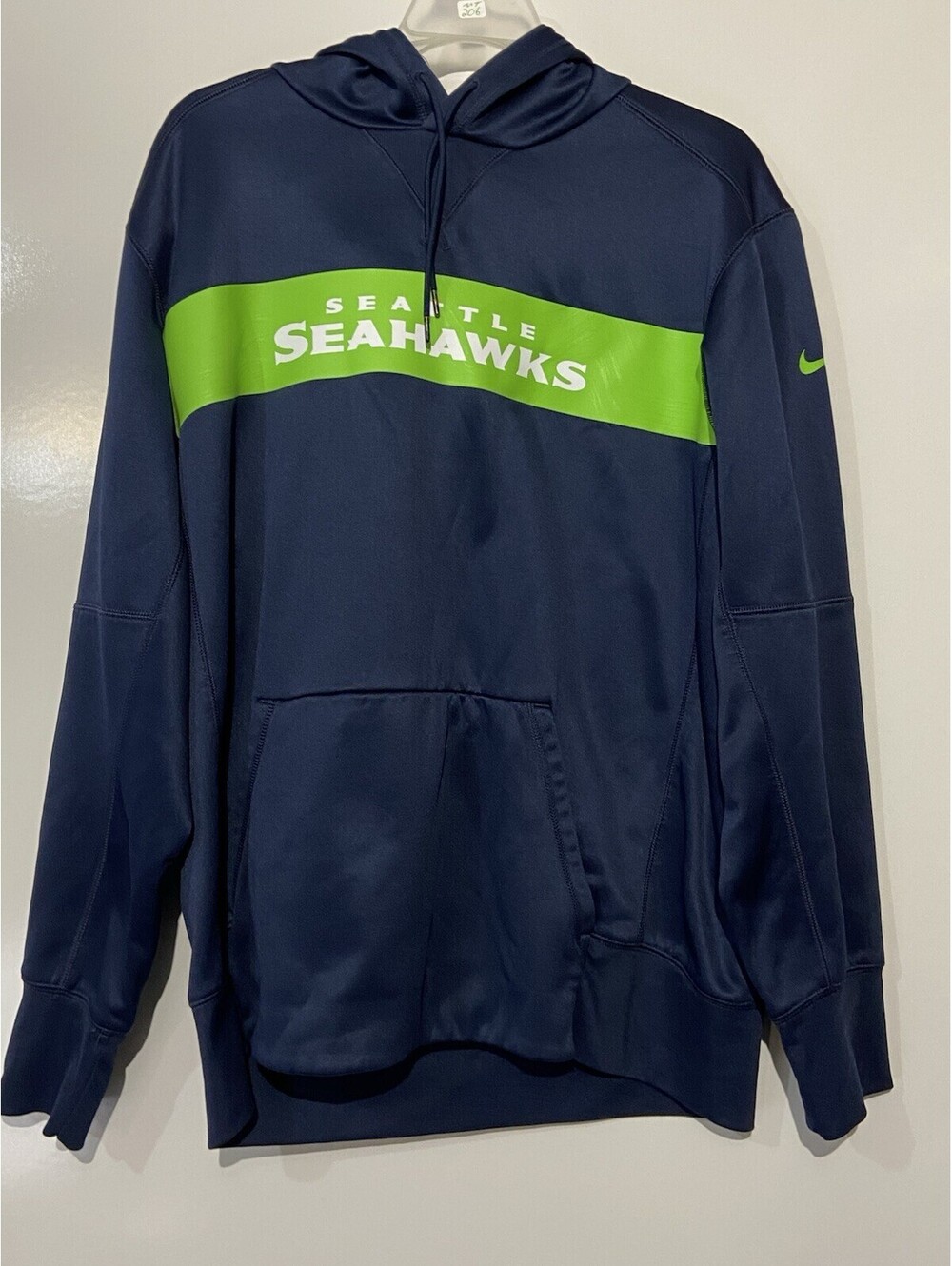 Mens NIKE Blue Seattle Seahawks Pullover Sideline On Field Hoodie Sz L